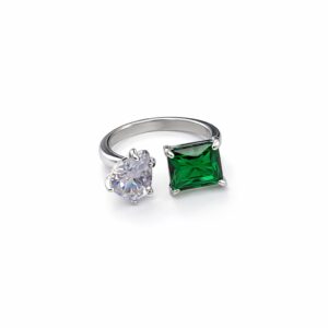 Emerald & Crystal Open Ring