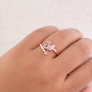 Rose Gold Swan Crystal Open Ring