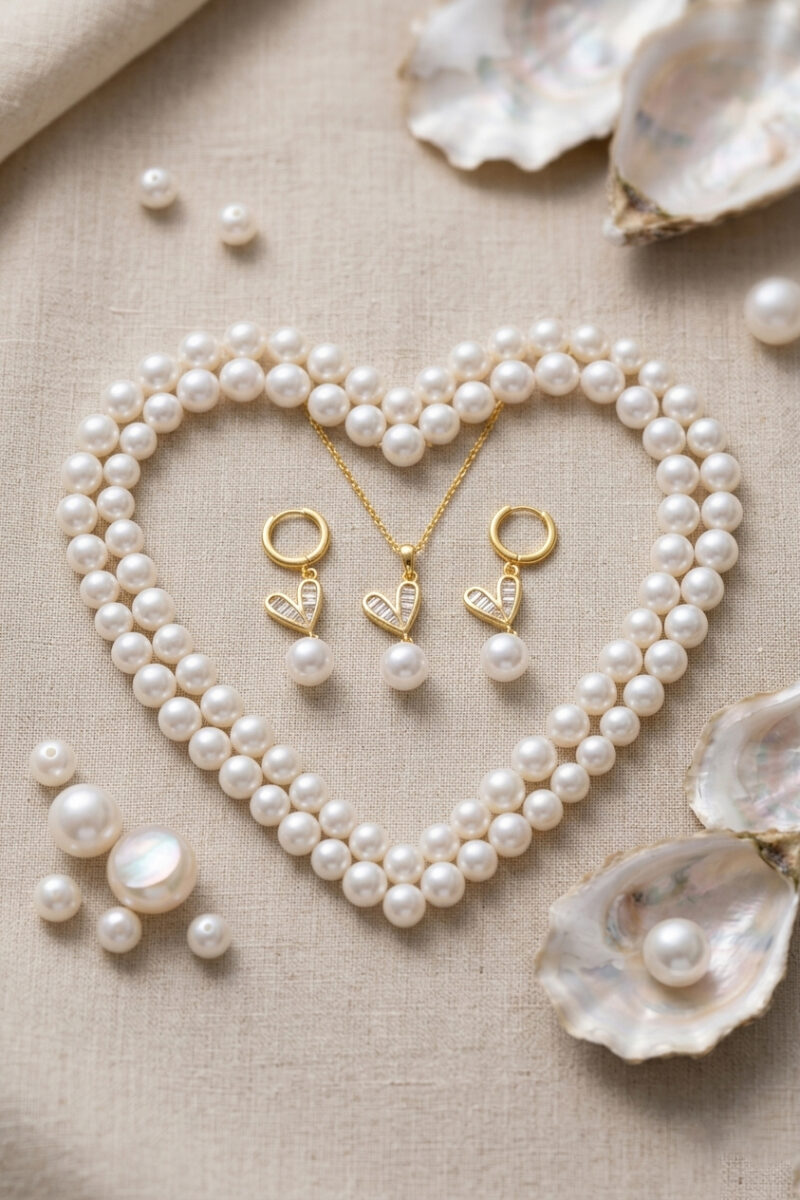 Pearl Heart Jewelry Set