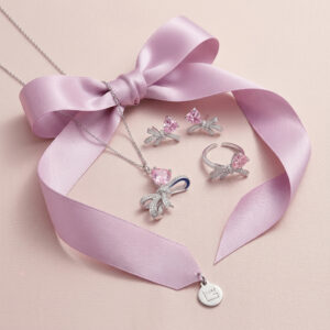 Pink Bow Crystal Jewelry Set