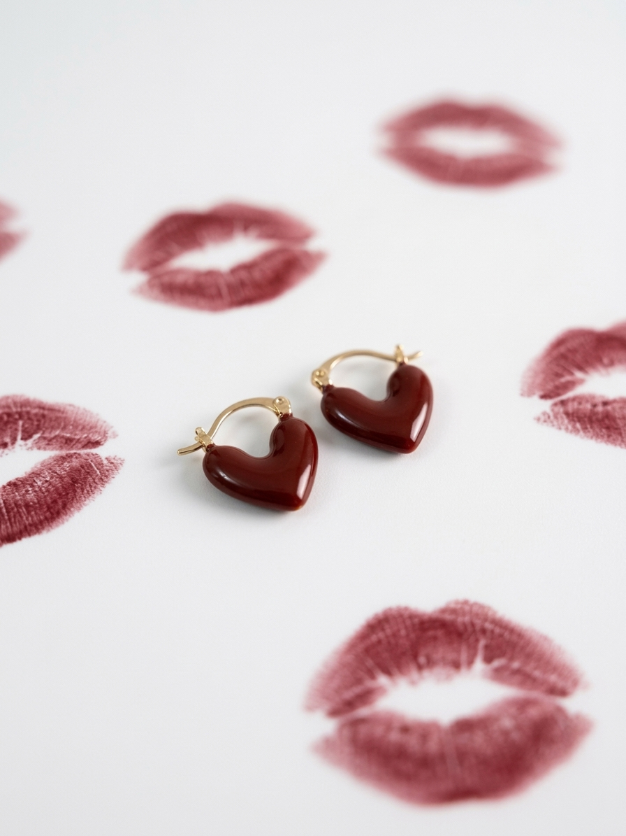 Red Heart Hoop Earrings