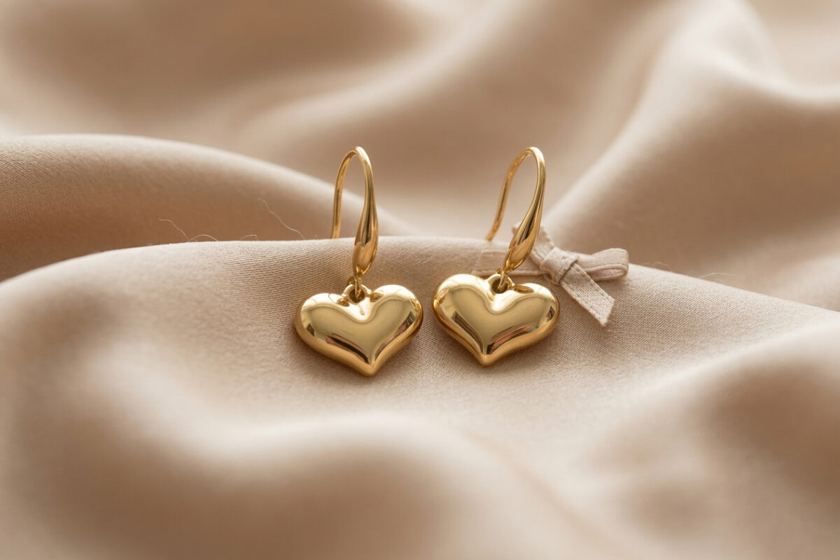 Classic Gold Heart Drop Earrings