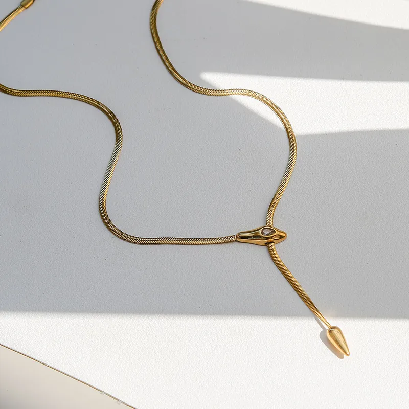 Snake Chain Y-Drop Necklace - Image 2