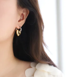 Golden Heart Drop Earrings