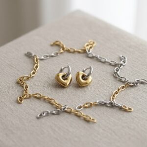 Golden Heart Drop Earrings