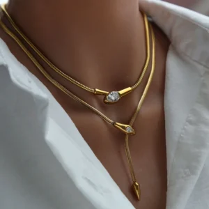 Sculpted Heart Layered Necklace Set