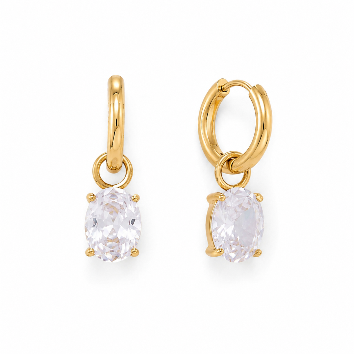 Oval Zircon Hoop Earrings - Image 3