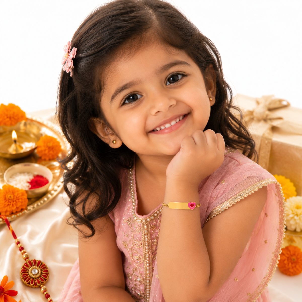 Heart Rakhi Bracelet for Girls - Image 2