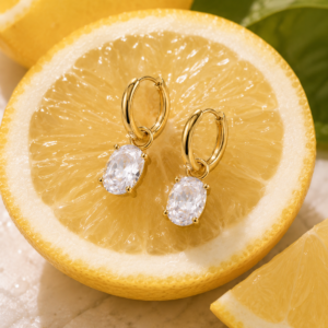 Oval Zircon Hoop Earrings