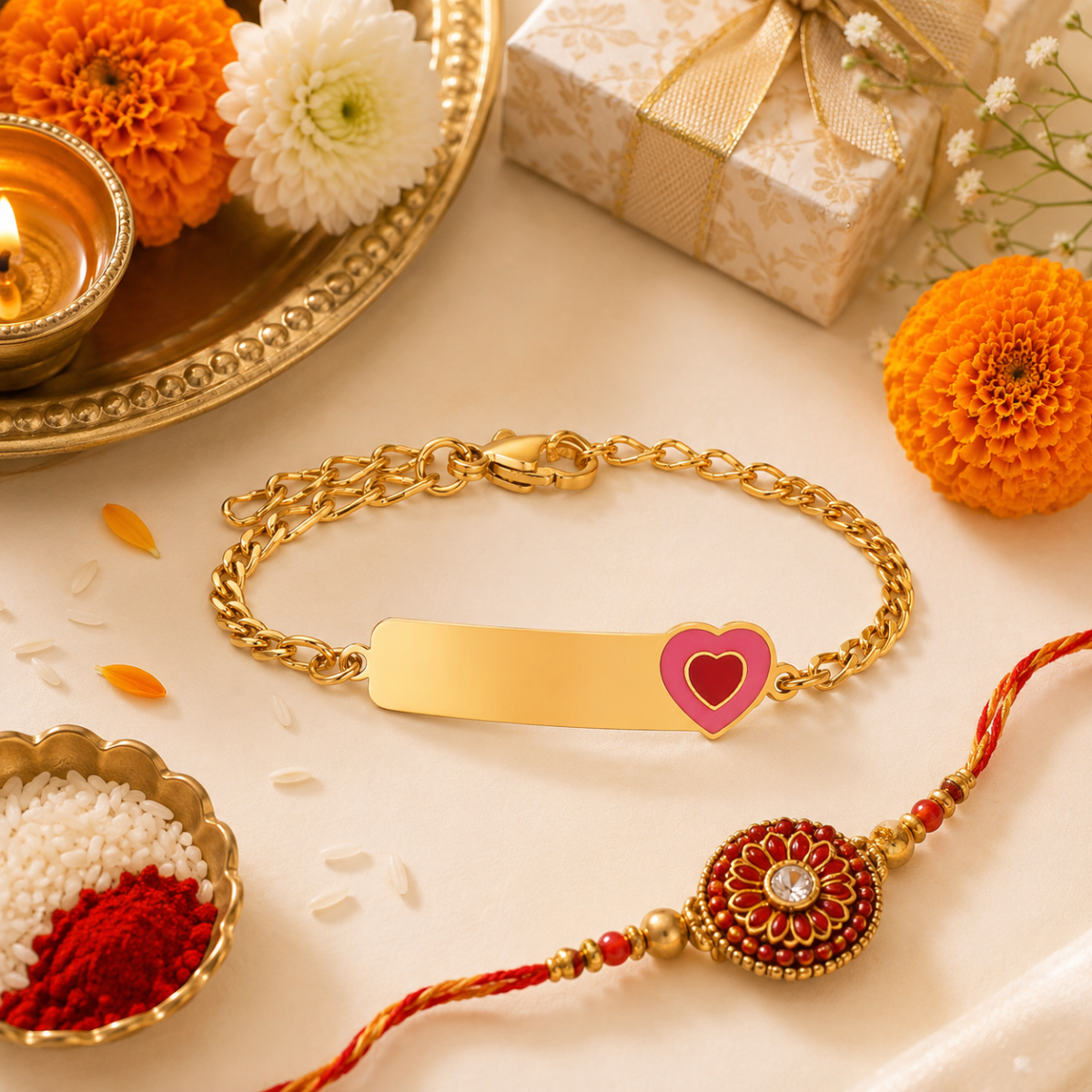 Heart Rakhi Bracelet for Girls