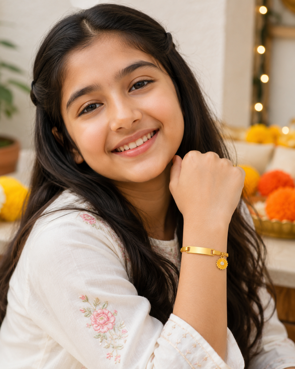 Yellow Daisy Rakhi Bracelet for Girls & Women - Image 2