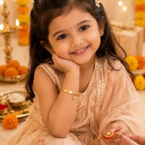 Crystal Heart Rakhi Bracelet for Girls