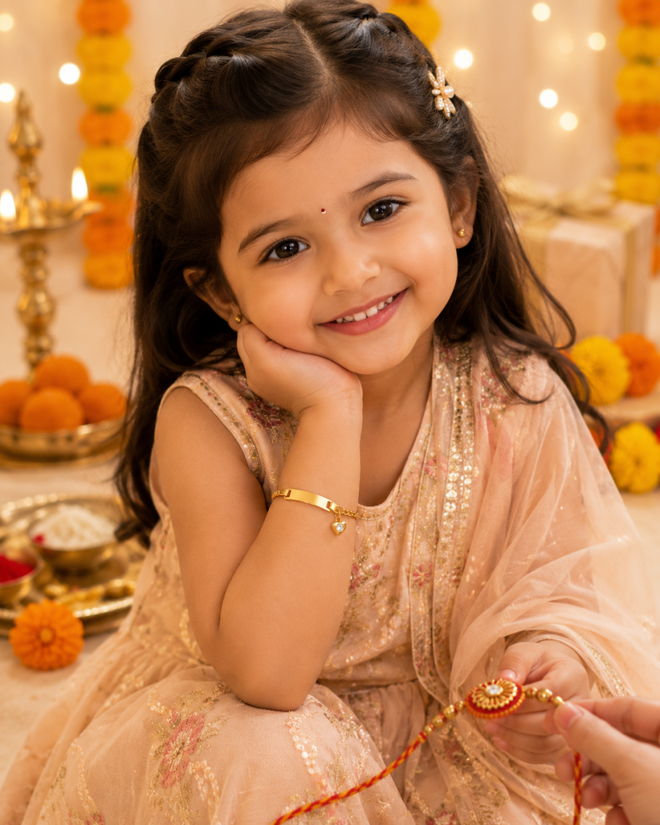Crystal Heart Rakhi Bracelet for Girls - Image 2