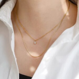 Layered Zircon Pendant Necklace