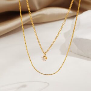 Layered Zircon Pendant Necklace