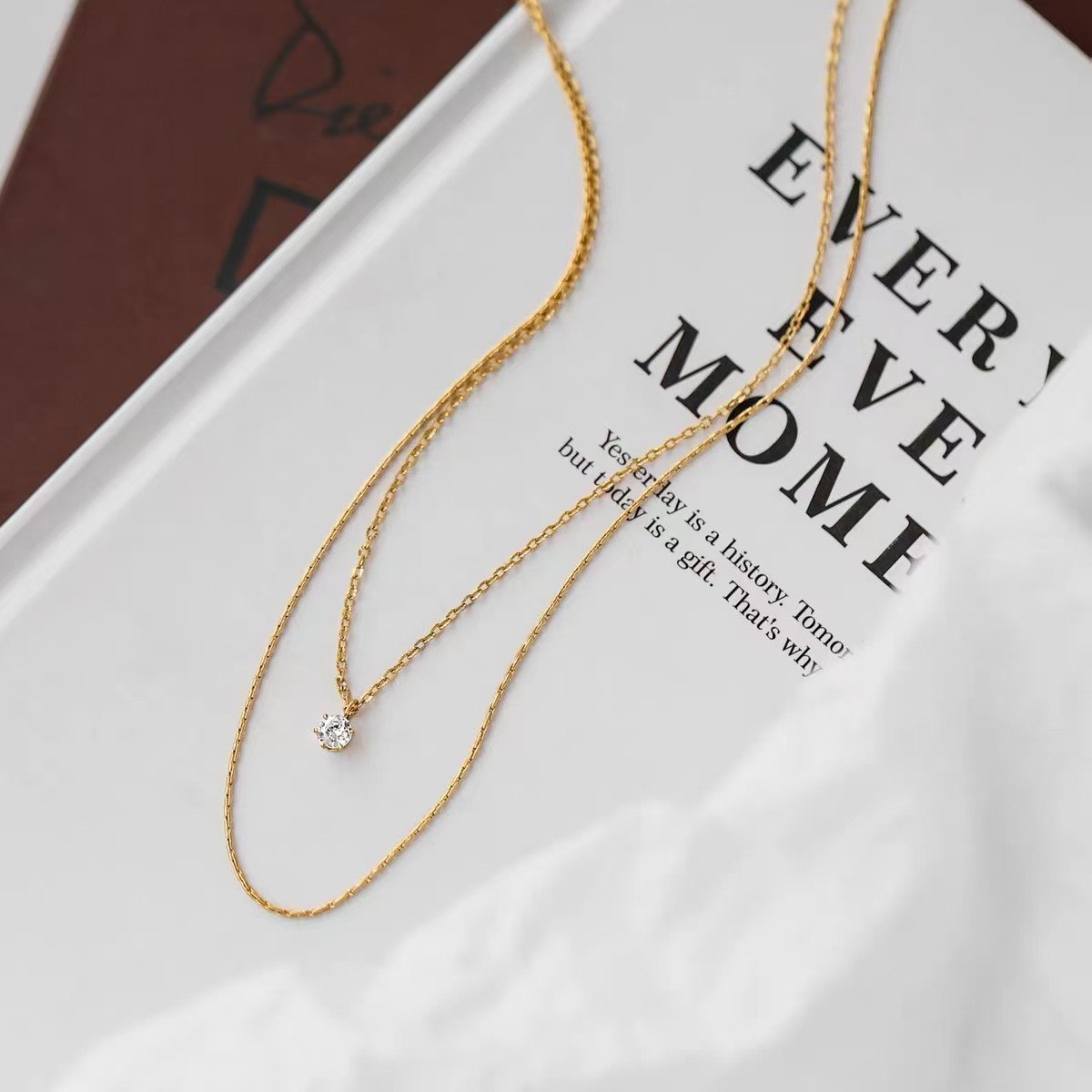 Layered Zircon Pendant Necklace - Image 3