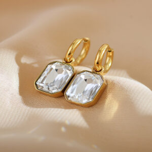 Emerald Cut Zircon Drop Earrings
